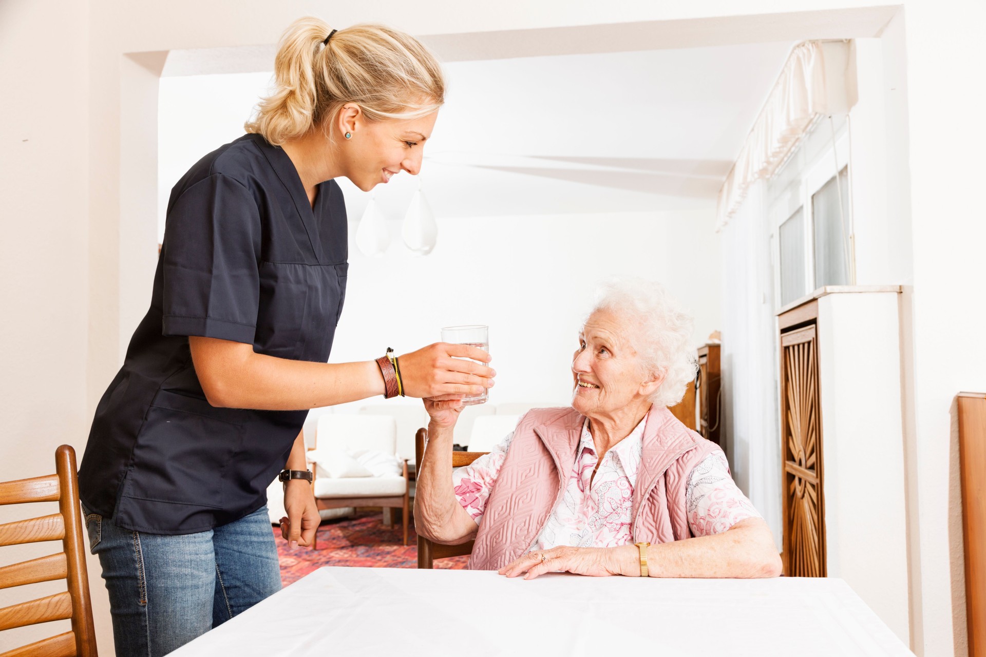 senior woman getting care an assistance